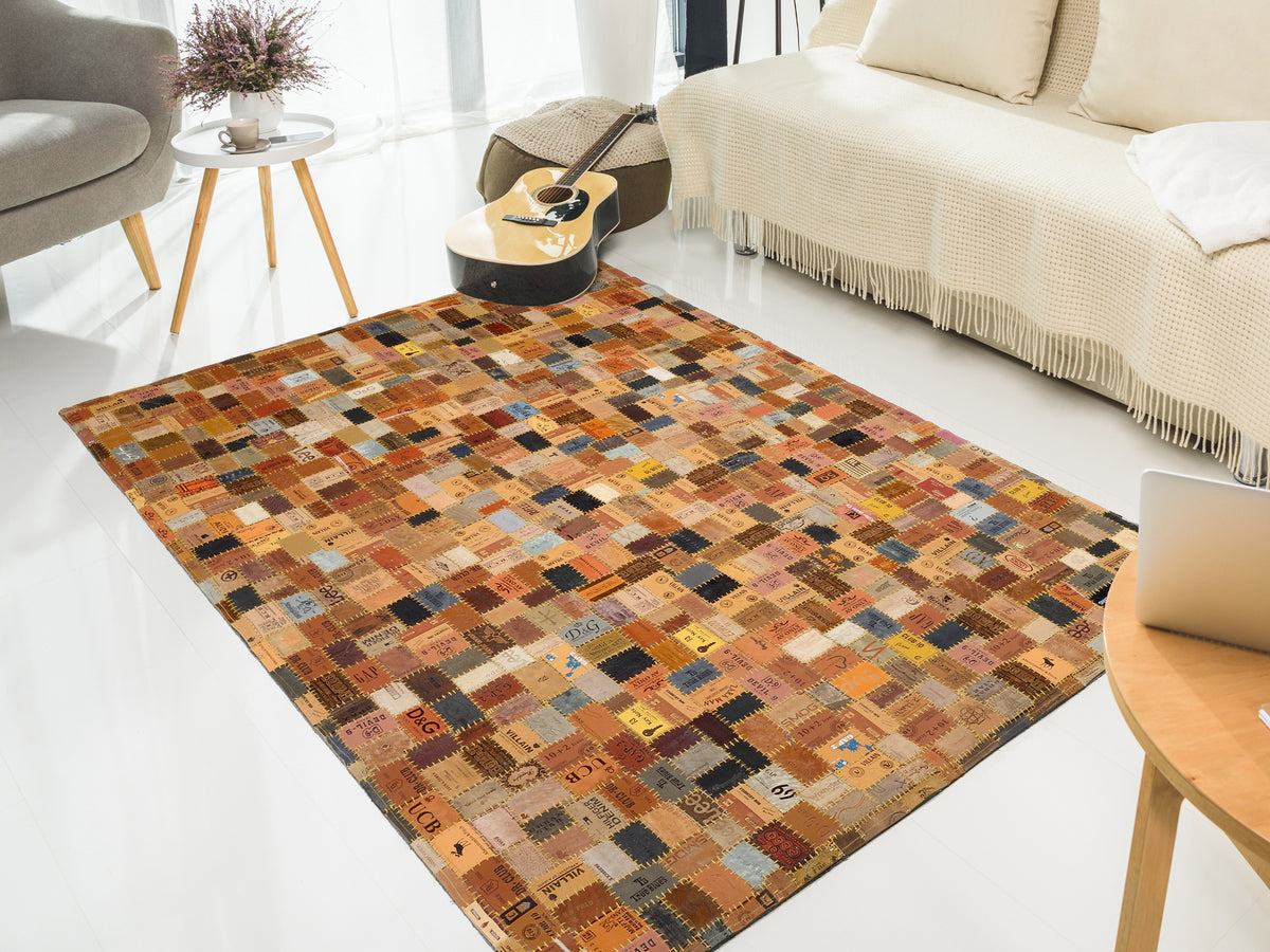OCI Teppiche LABELSTAR, Braun, Indien, Patchwork vernäht