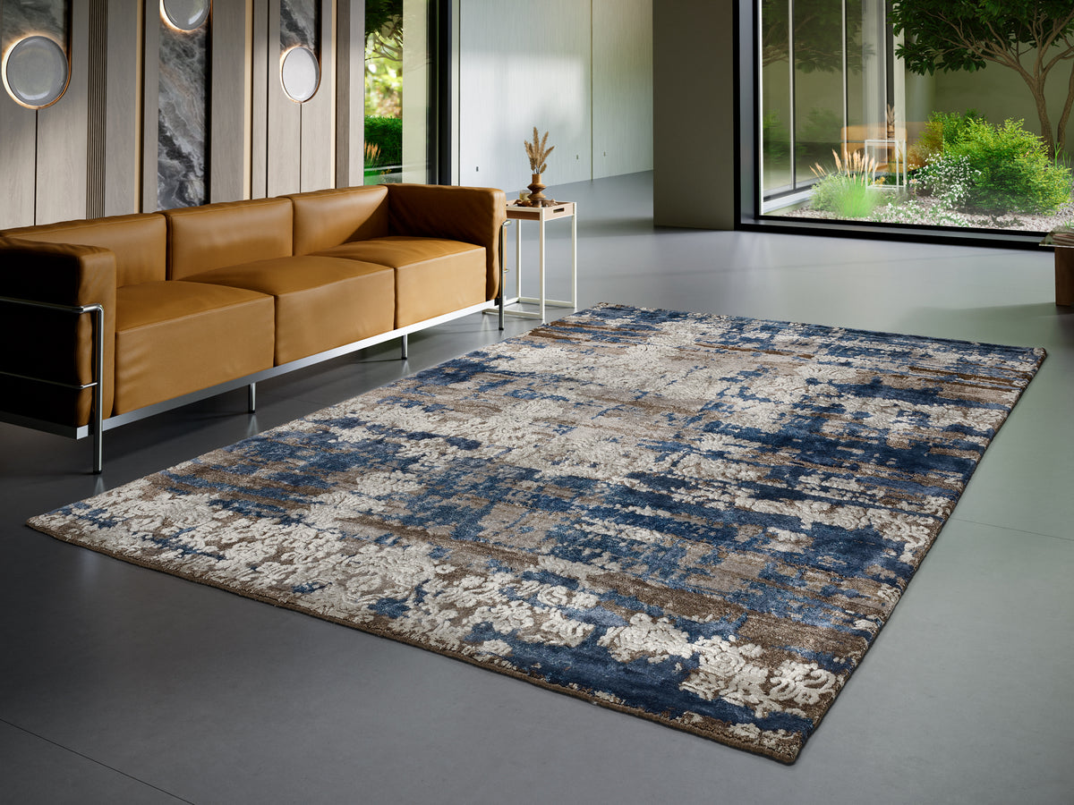 OCI Teppiche SIGNATURE FUSION, Dunkelblau, Indien, handgeknüpft