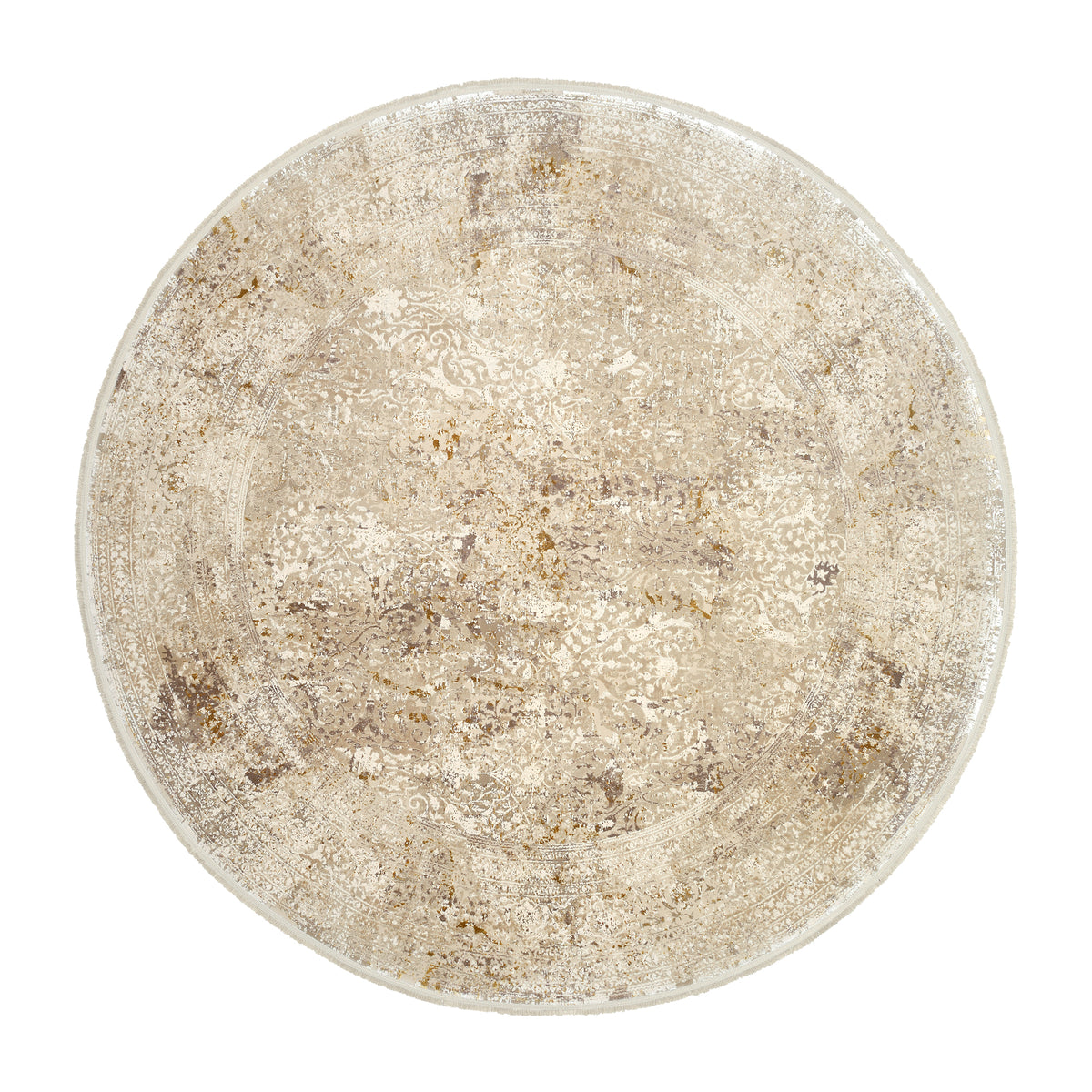 OCI Teppich BESTSELLER CAVA beige-gold Rund Vintage Designer Teppich