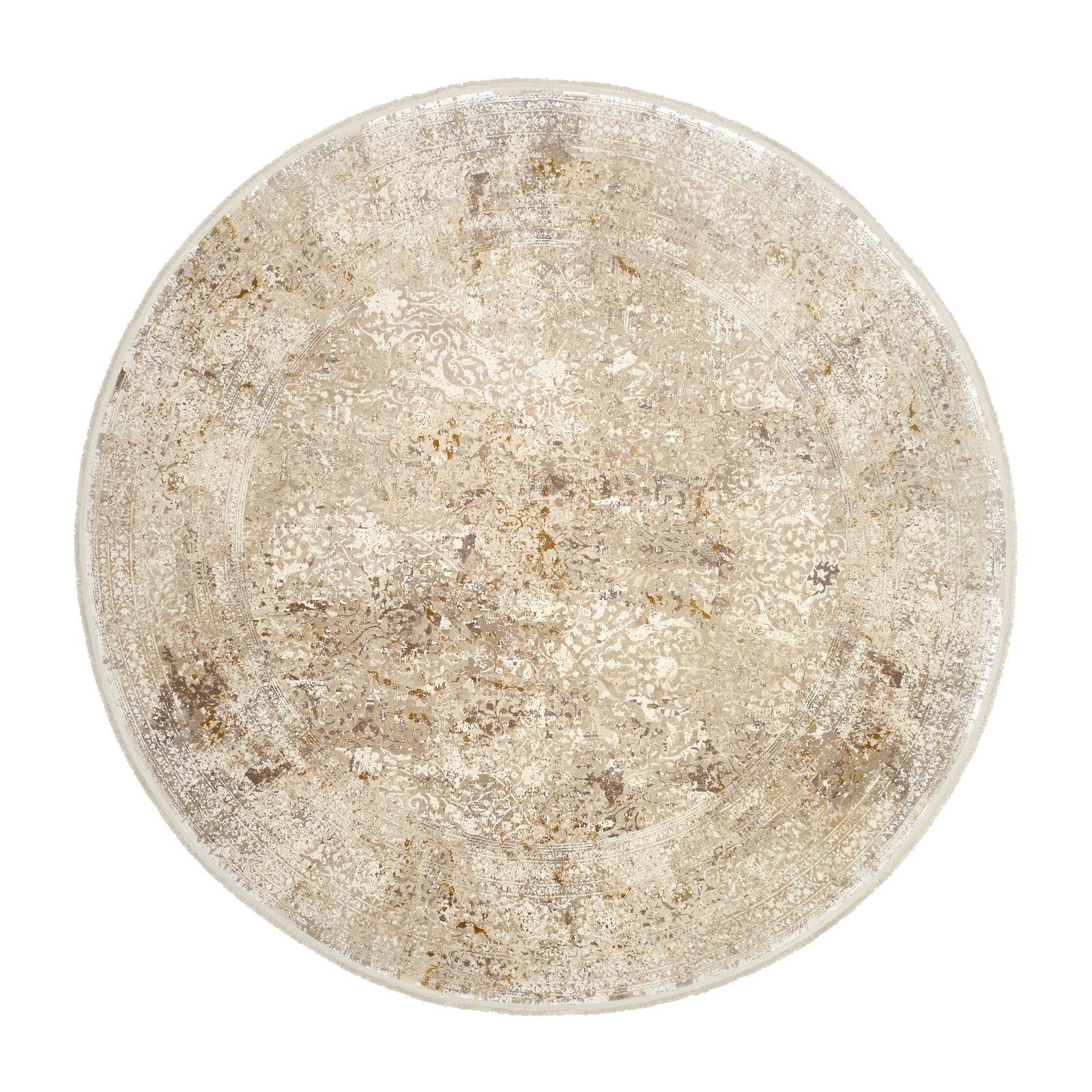 OCI Teppich BESTSELLER CAVA beige-gold Rund Vintage Designer Teppich