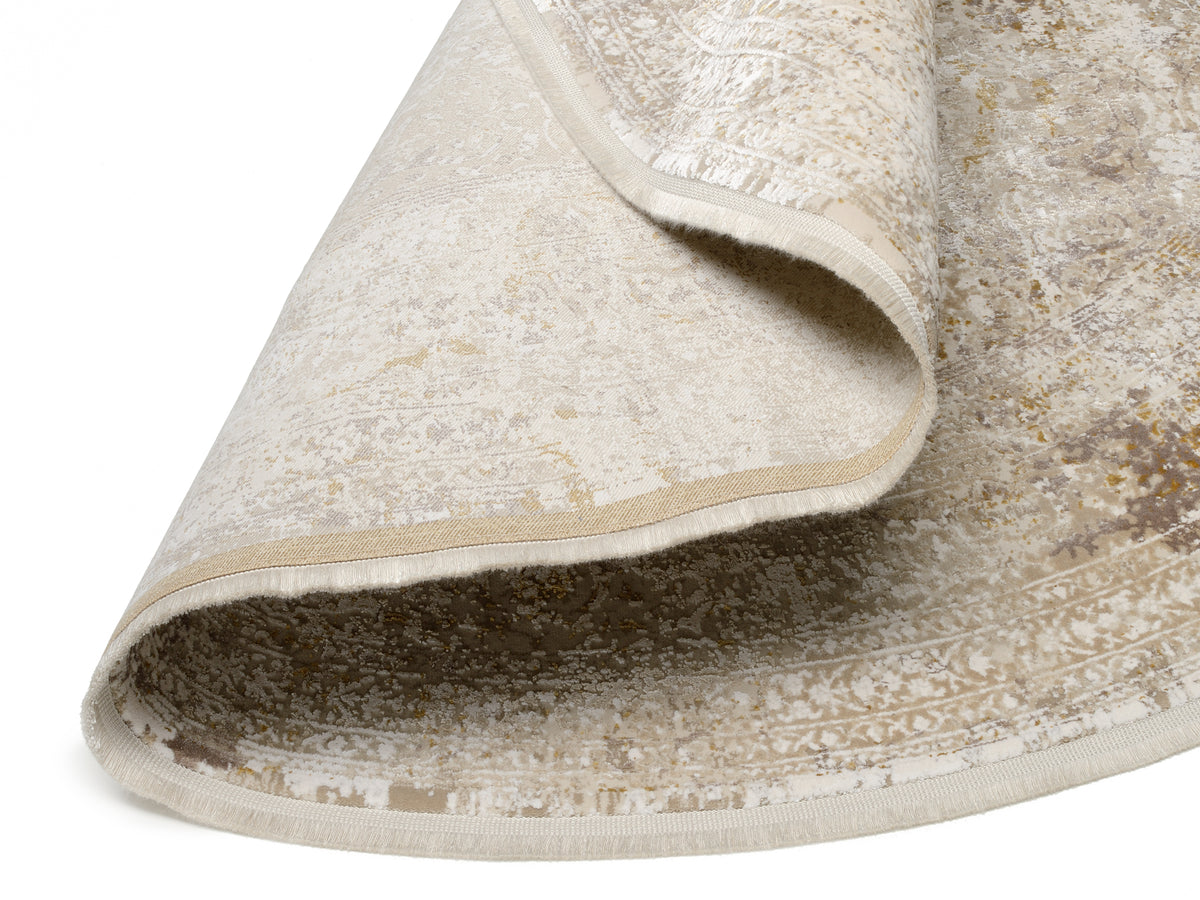 OCI Teppich BESTSELLER CAVA beige-gold Rund Vintage Designer Teppich