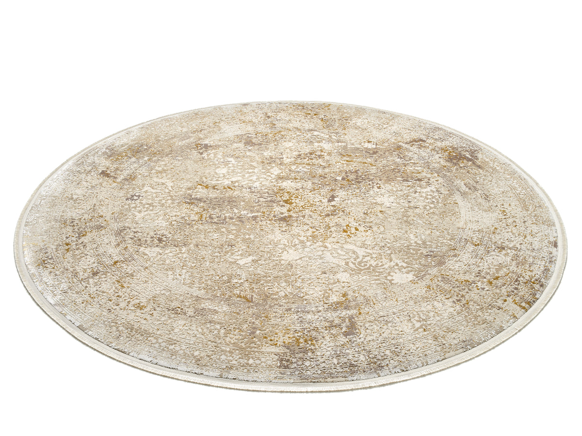 OCI Teppich BESTSELLER CAVA beige-gold Rund Vintage Designer Teppich