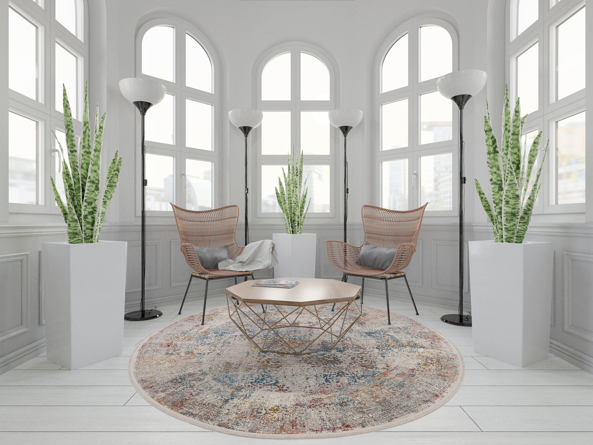 .OCI Teppich BESTSELLER CAVA multicolor Rund Vintage Designer Teppich