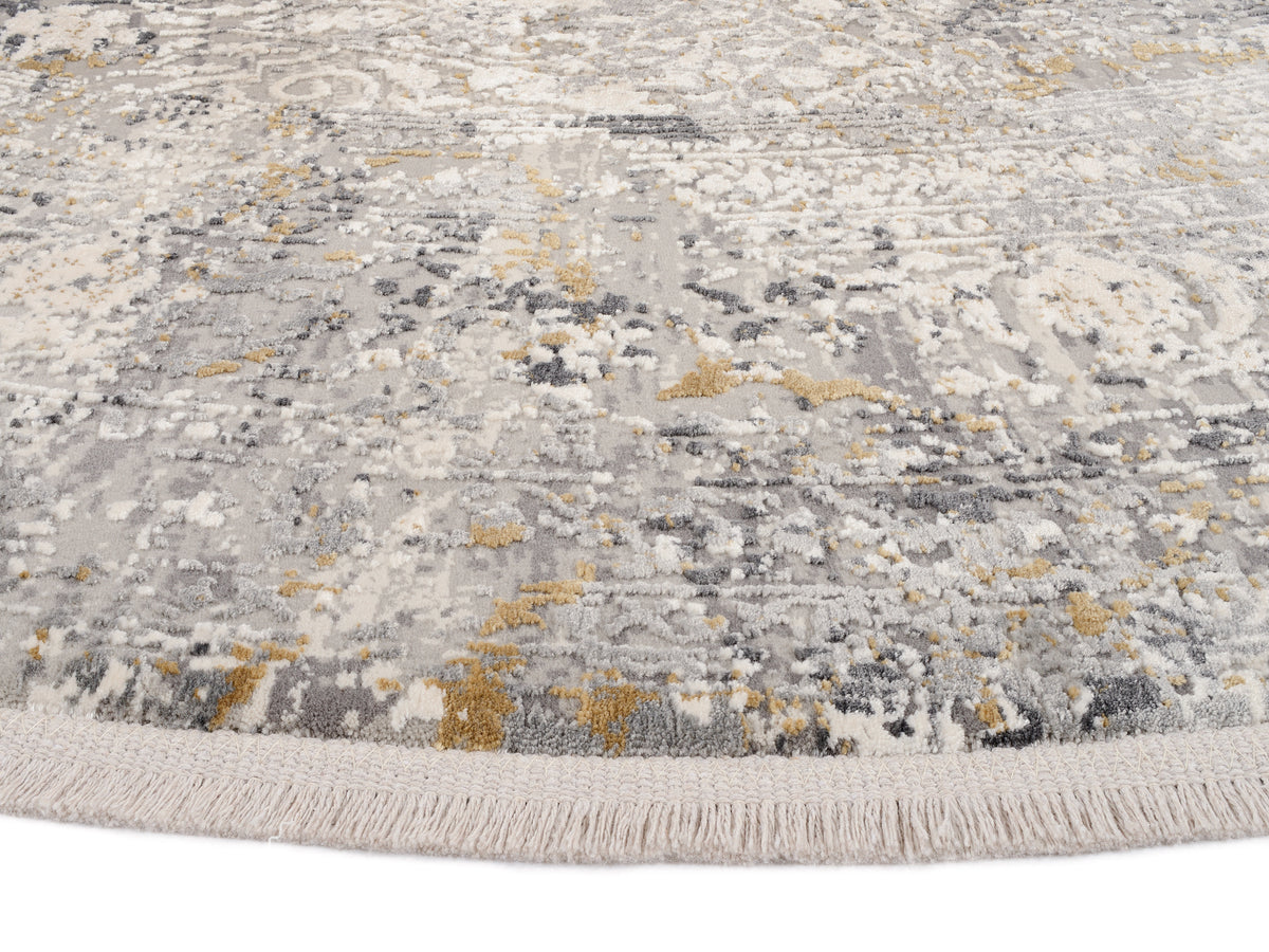 OCI Teppich BESTSELLER CAVA grau-mix Rund Vintage Designer Teppich