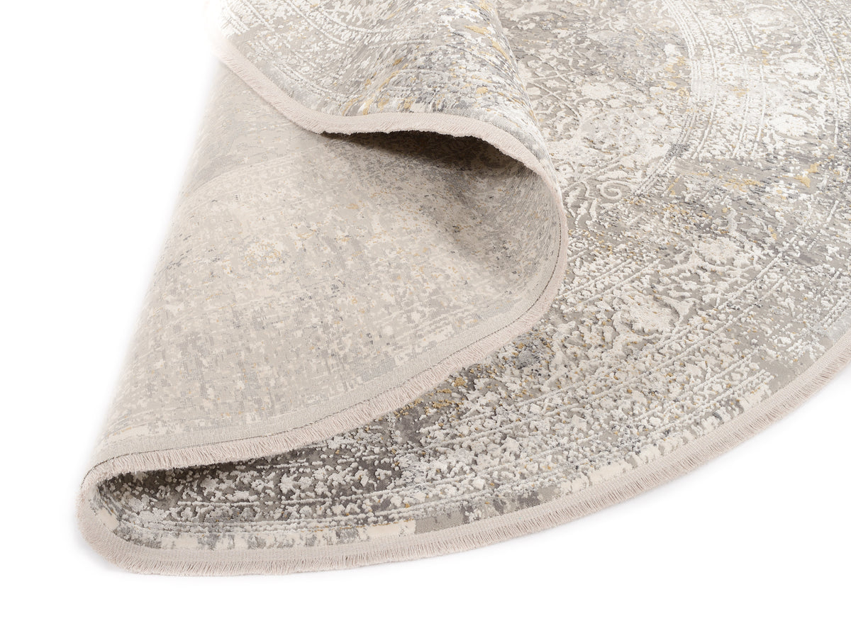 OCI Teppich BESTSELLER CAVA grau-mix Rund Vintage Designer Teppich