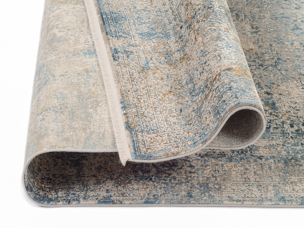 OCI Teppich BESTSELLER CAVA grau-blau Quadratisch Vintage Designer Teppich