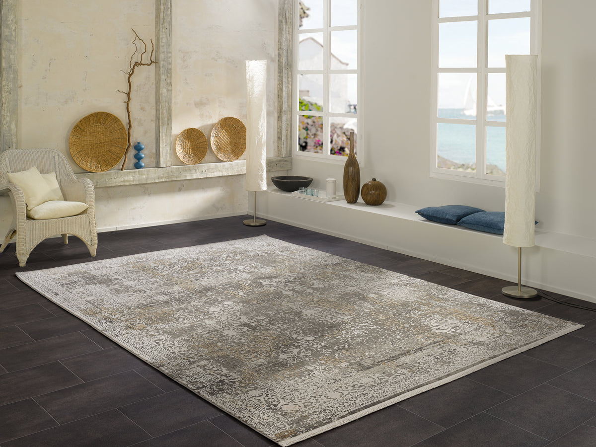 OCI Teppich BESTSELLER CAVA grau-gold Vintage Designer Teppich