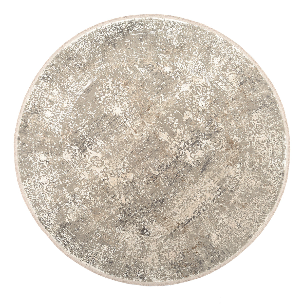 OCI Teppich BESTSELLER CAVA grau-gold Rund Vintage Designer Teppich