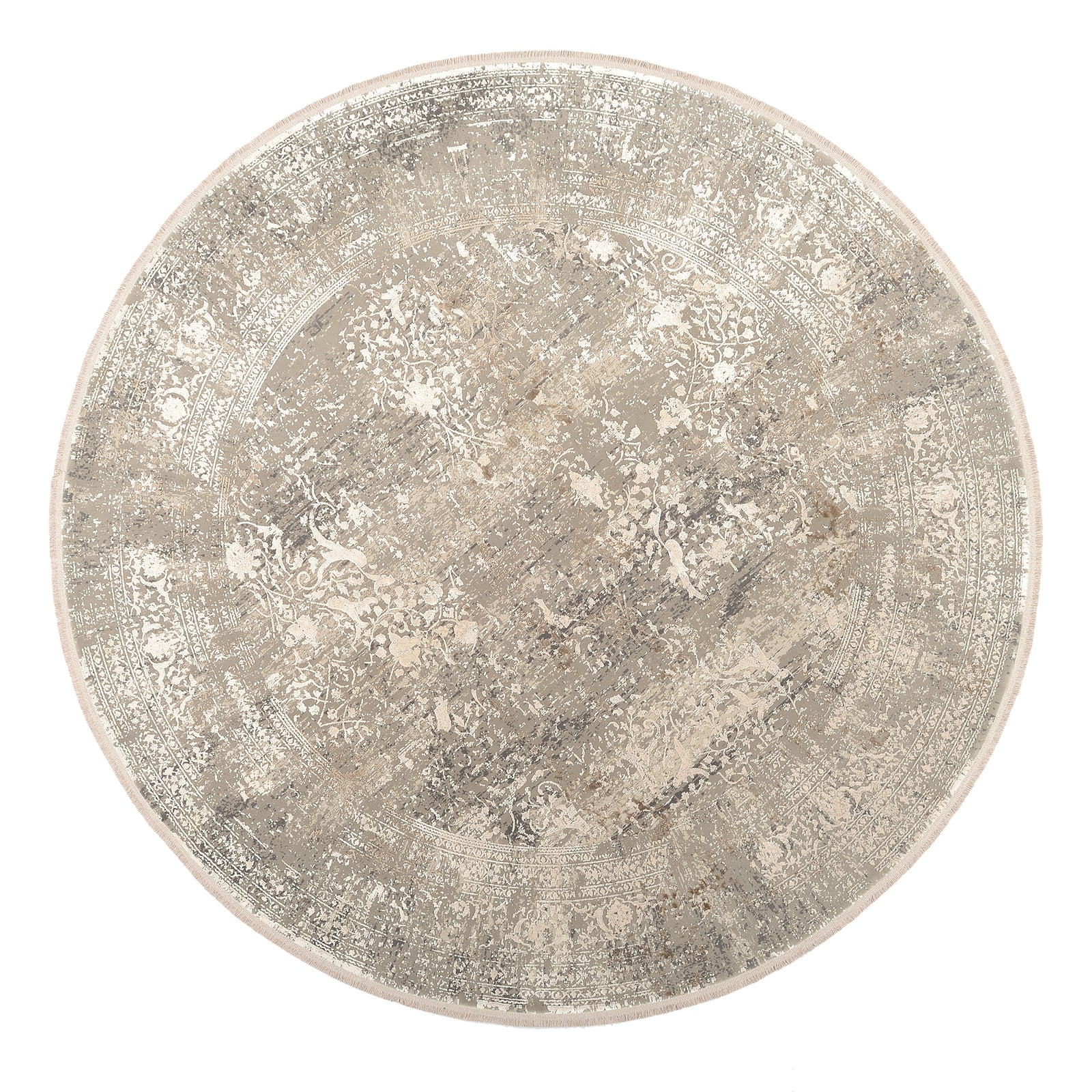OCI Teppich BESTSELLER CAVA grau-gold Rund Vintage Designer Teppich