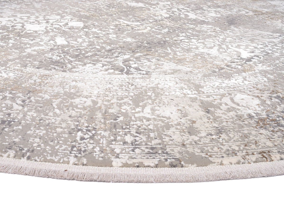 OCI Teppich BESTSELLER CAVA grau-gold Rund Vintage Designer Teppich