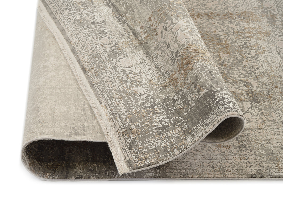 OCI Teppich BESTSELLER CAVA grau-gold Quadratisch Vintage Designer Teppich