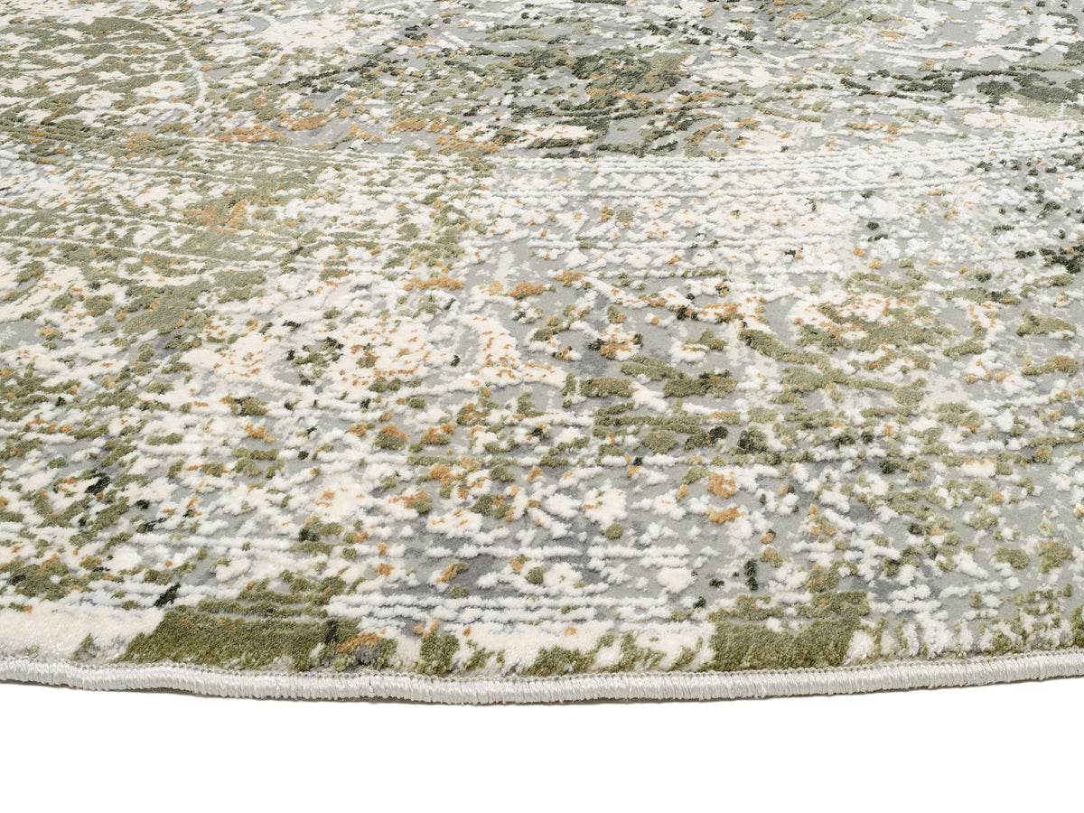 OCI Teppich BESTSELLER CAVA grau-grün Rund Vintage Designer Teppich