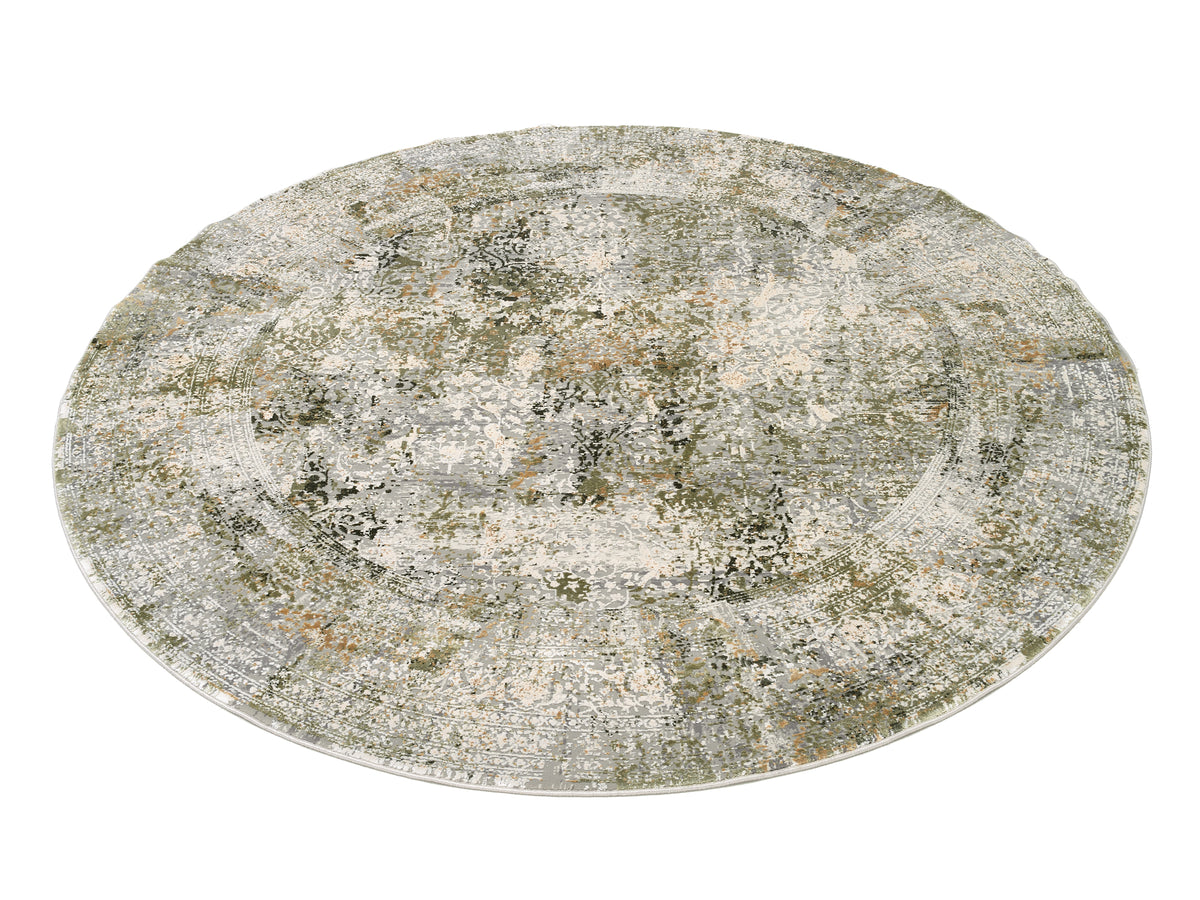 OCI Teppich BESTSELLER CAVA grau-grün Rund Vintage Designer Teppich
