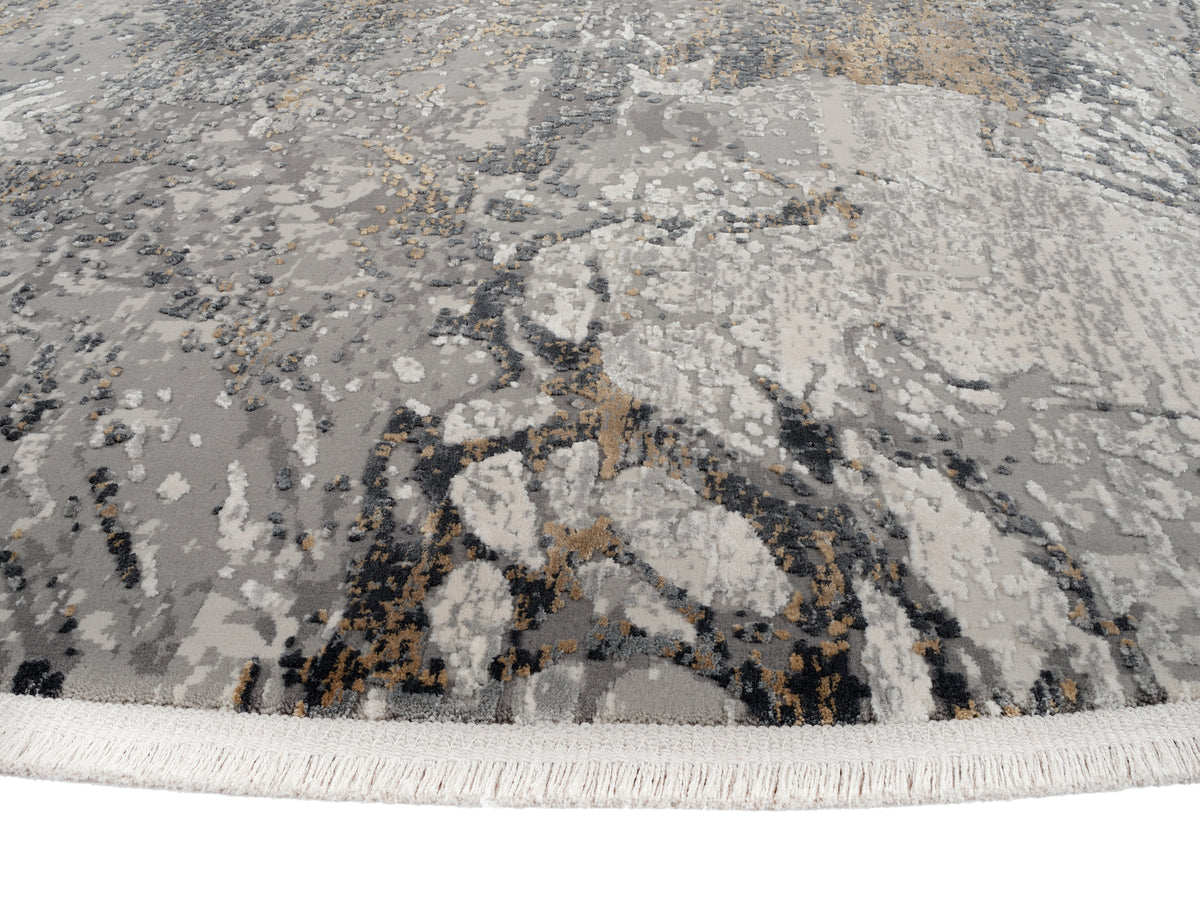 OCI Teppich BESTSELLER YOU grau-gold Rund Vintage Designer Teppich