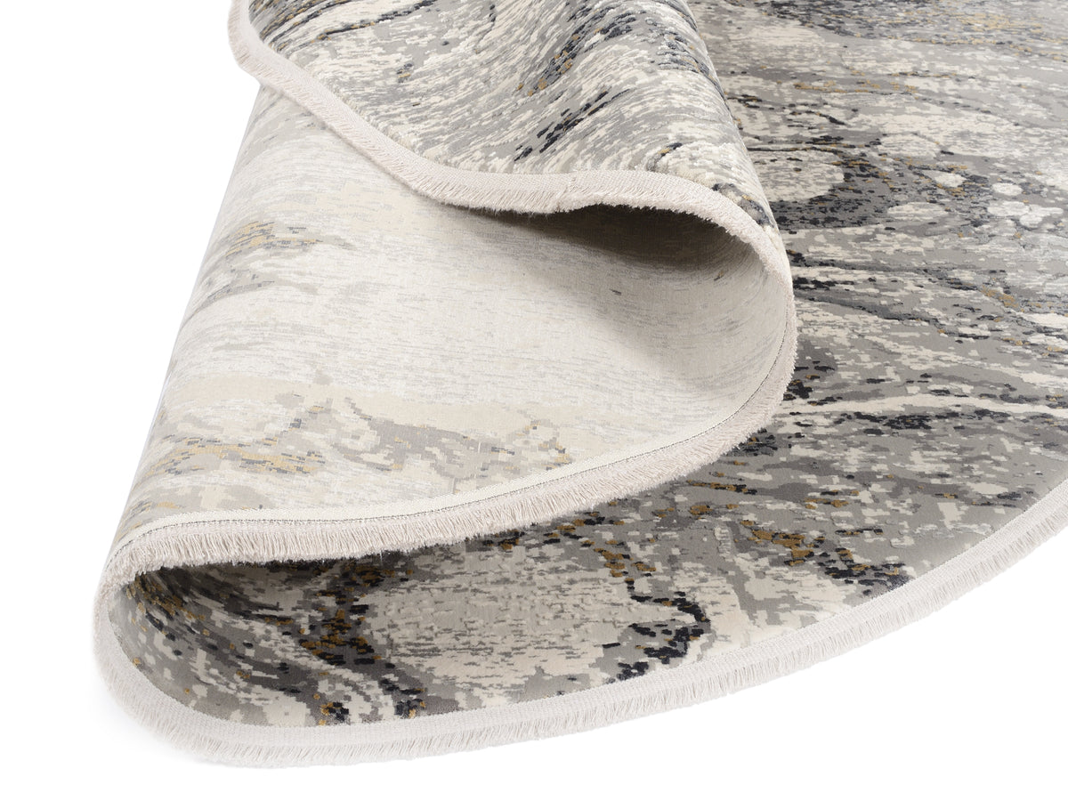 OCI Teppich BESTSELLER YOU grau-gold Rund Vintage Designer Teppich