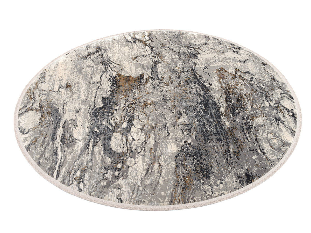 OCI Teppich BESTSELLER YOU grau-gold Rund Vintage Designer Teppich