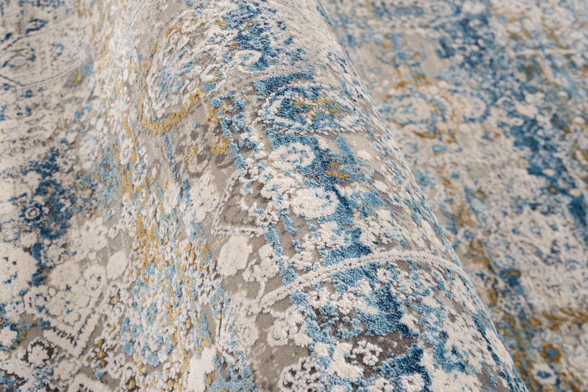 OCI Teppich BESTSELLER TADI grau-blau Rund Vintage Designer Teppich