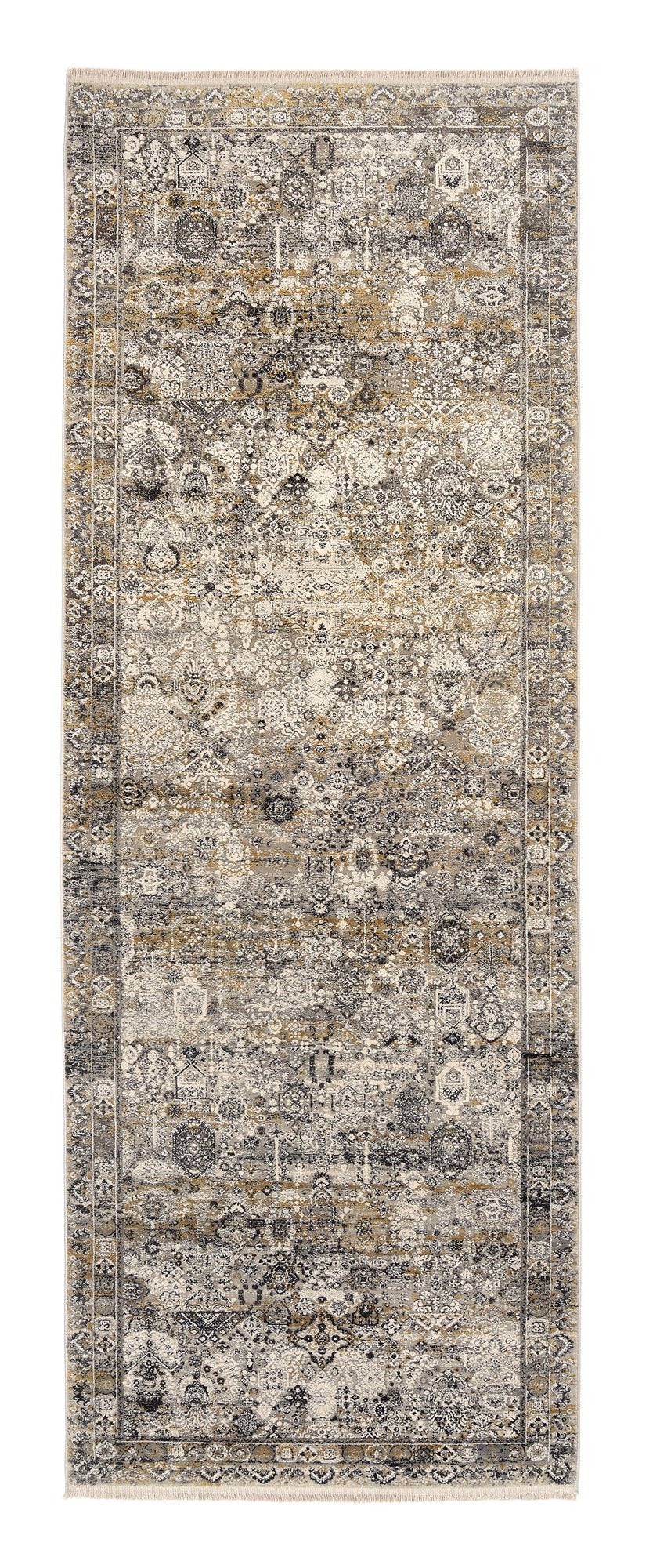 OCI Teppich BESTSELLER TADI grau-gold Läufer Vintage Designer Teppich