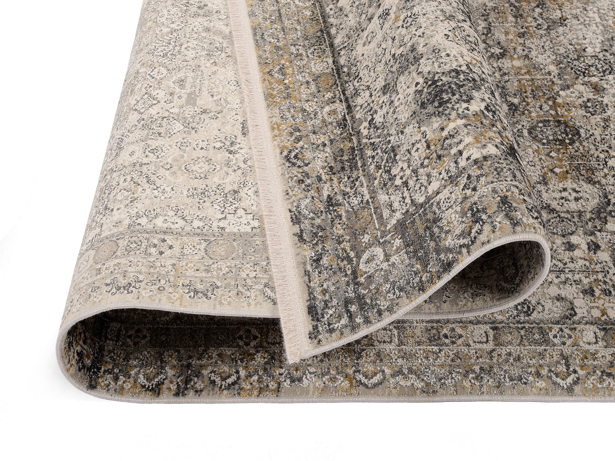 OCI Teppich BESTSELLER TADI grau-gold Vintage Designer Teppich