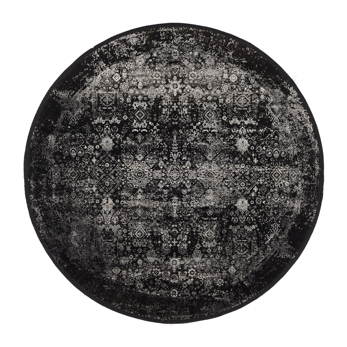 OCI Teppich BESTSELLER MAGIC schwarz-grau Rund Vintage Designer Teppich