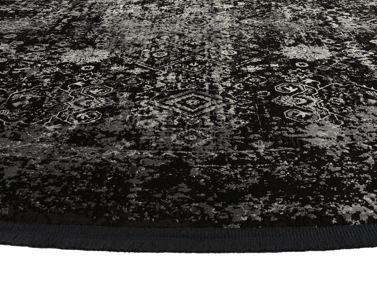 OCI Teppich BESTSELLER MAGIC schwarz-grau Rund Vintage Designer Teppich