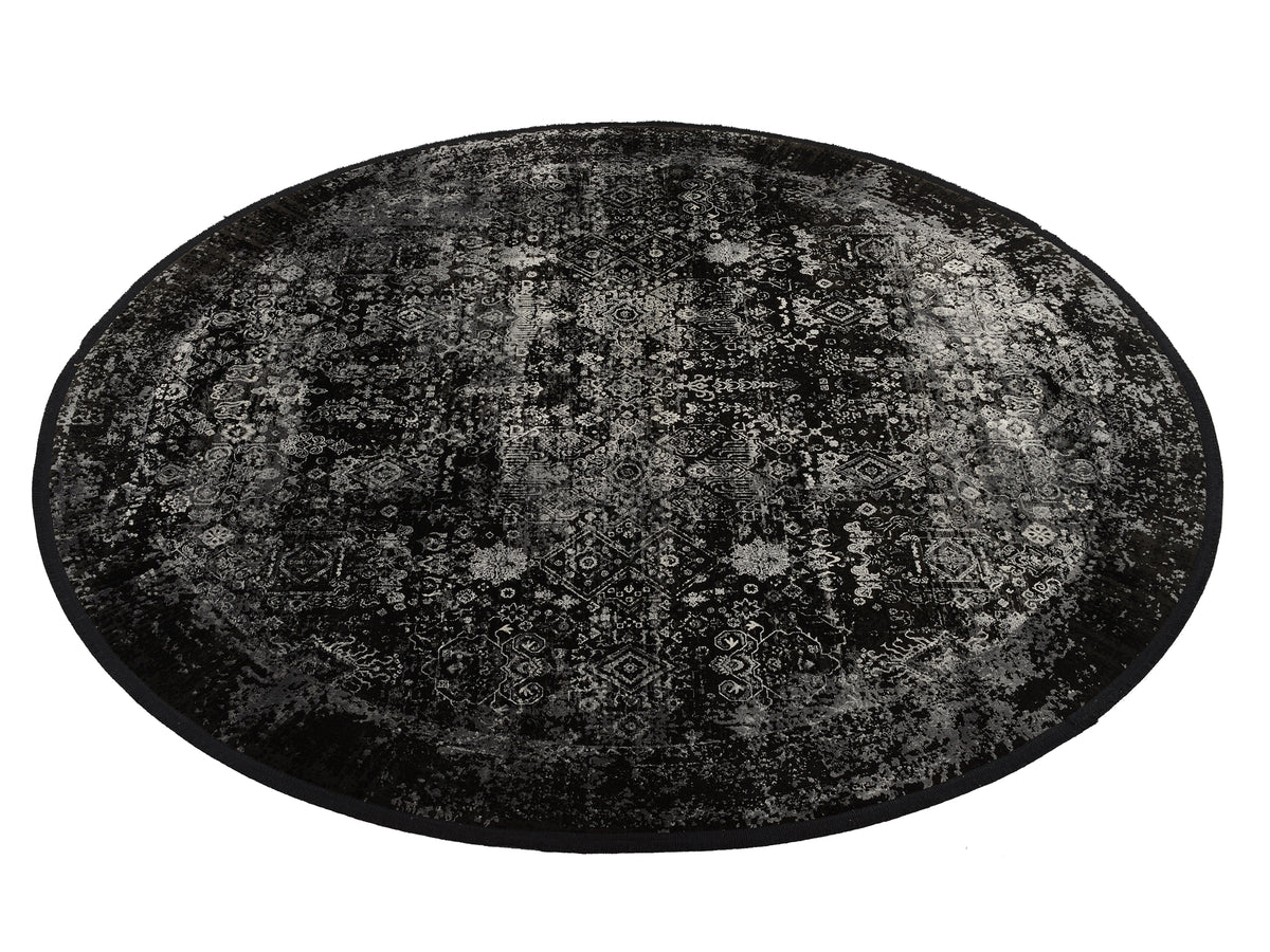 OCI Teppich BESTSELLER MAGIC schwarz-grau Rund Vintage Designer Teppich