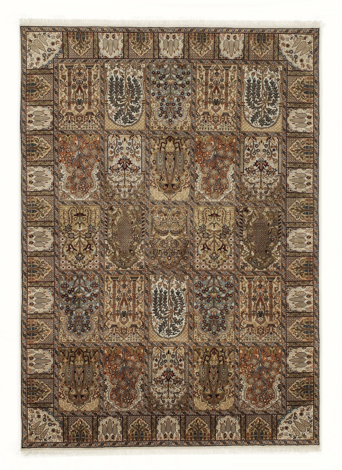 OCI Teppich SONAM BAKHTYARI creme-creme echter klassischer Orient-Felder-Teppich handgeknüpft