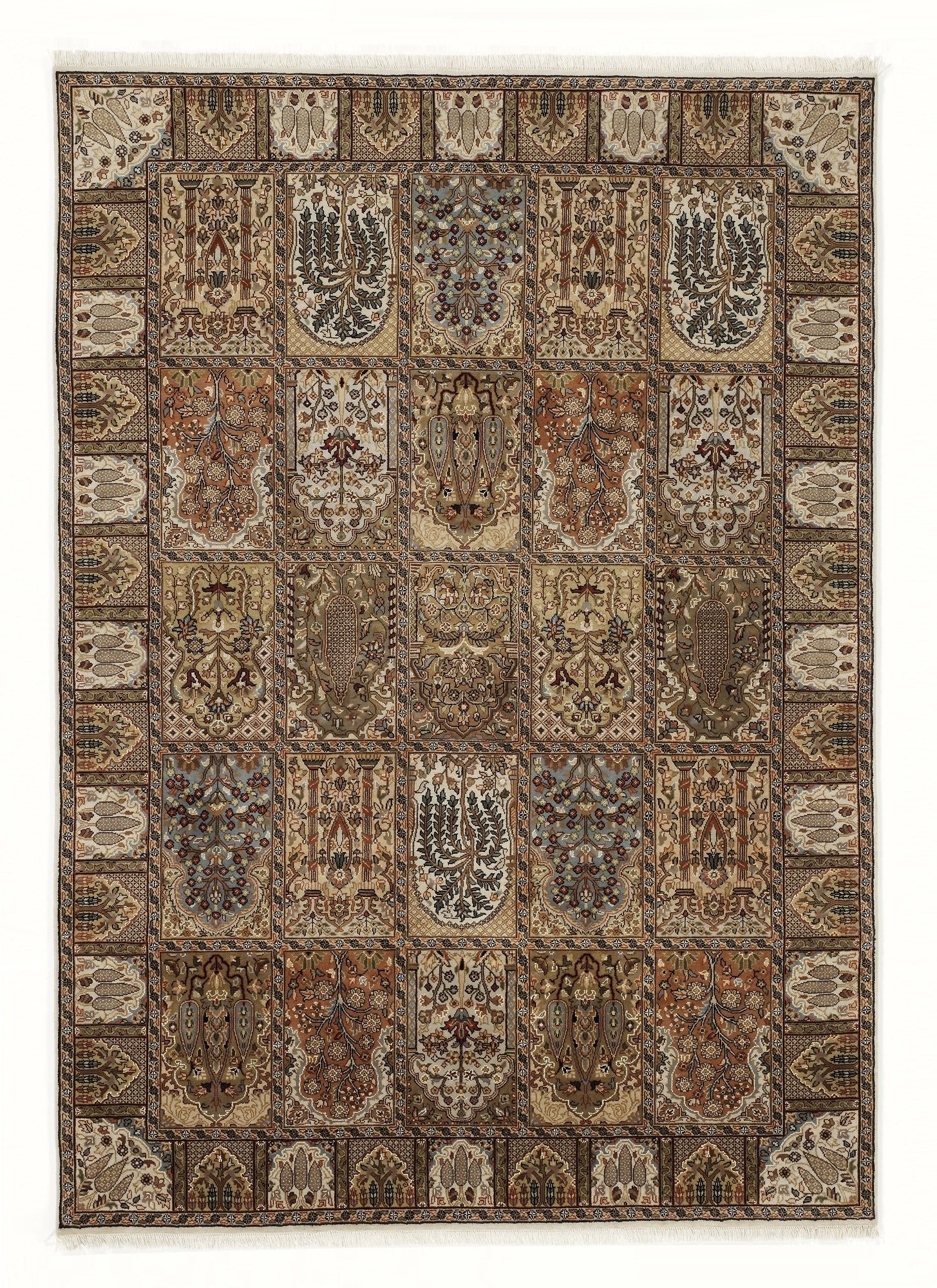 OCI Teppich SONAM BAKHTYARI creme-creme echter klassischer Orient-Felder-Teppich handgeknüpft