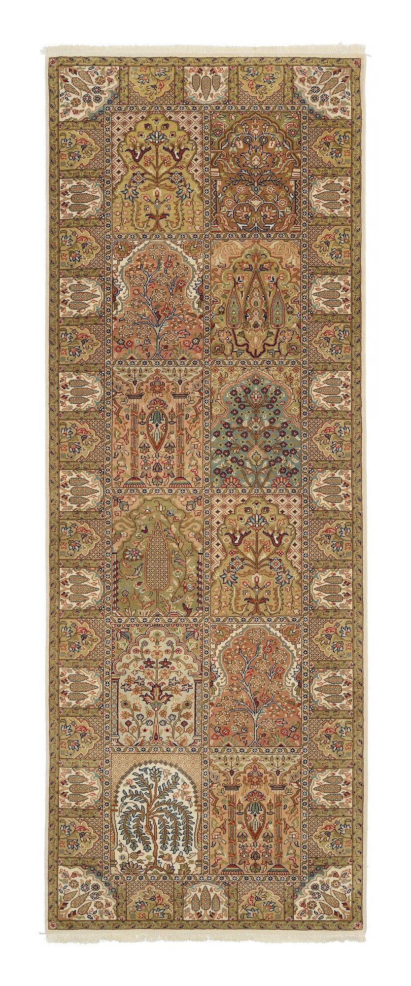 OCI Teppich SONAM BAKHTYARI creme-creme Läufer echter klassischer Orient-Felder-Teppich handgeknüpft