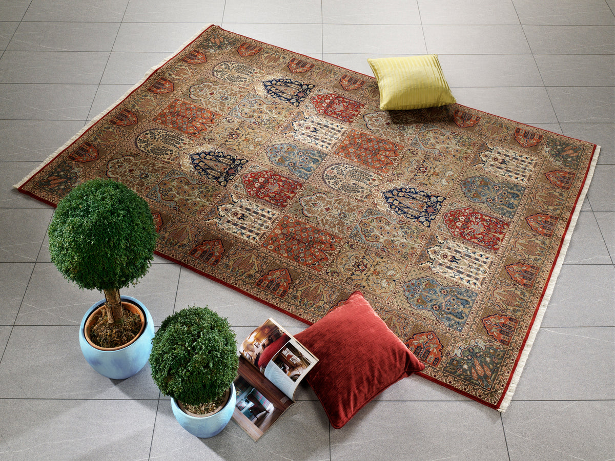 OCI Teppich SONAM BAKHTYARI rot-rot echter klassischer Orient-Felder-Teppich handgeknüpft