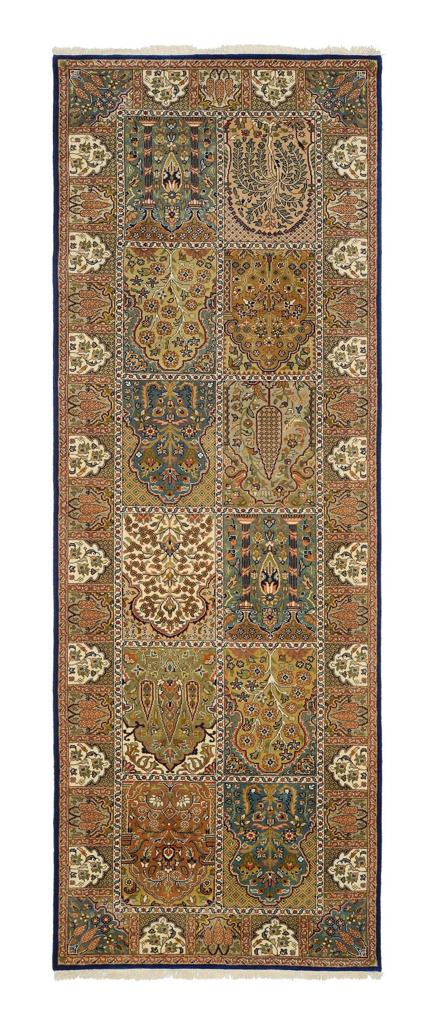 OCI Teppich SONAM BAKHTYARI blau-blau Läufer echter klassischer Orient-Felder-Teppich handgeknüpft