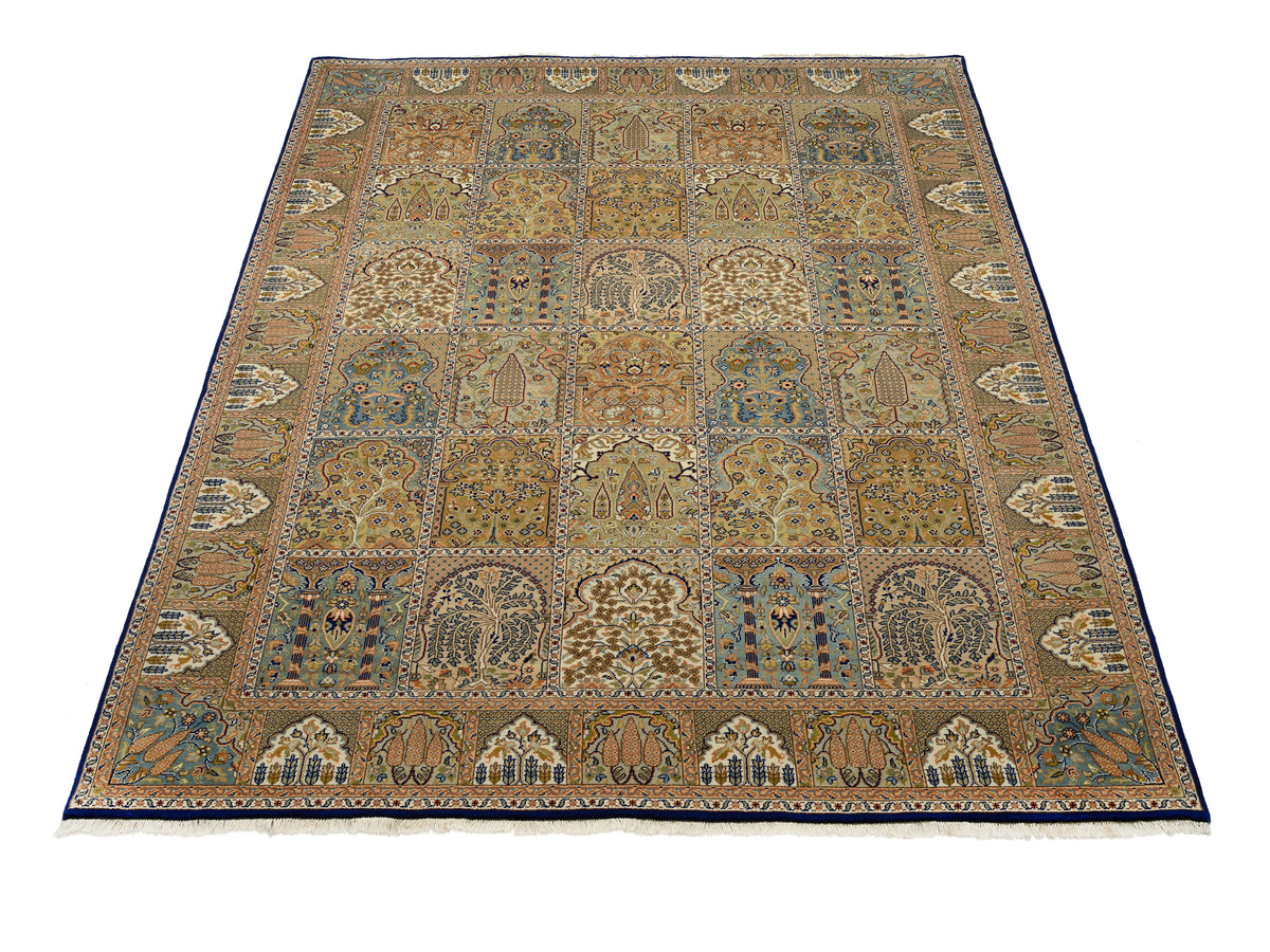 OCI Teppich SONAM BAKHTYARI blau-blau echter klassischer Orient-Felder-Teppich handgeknüpft