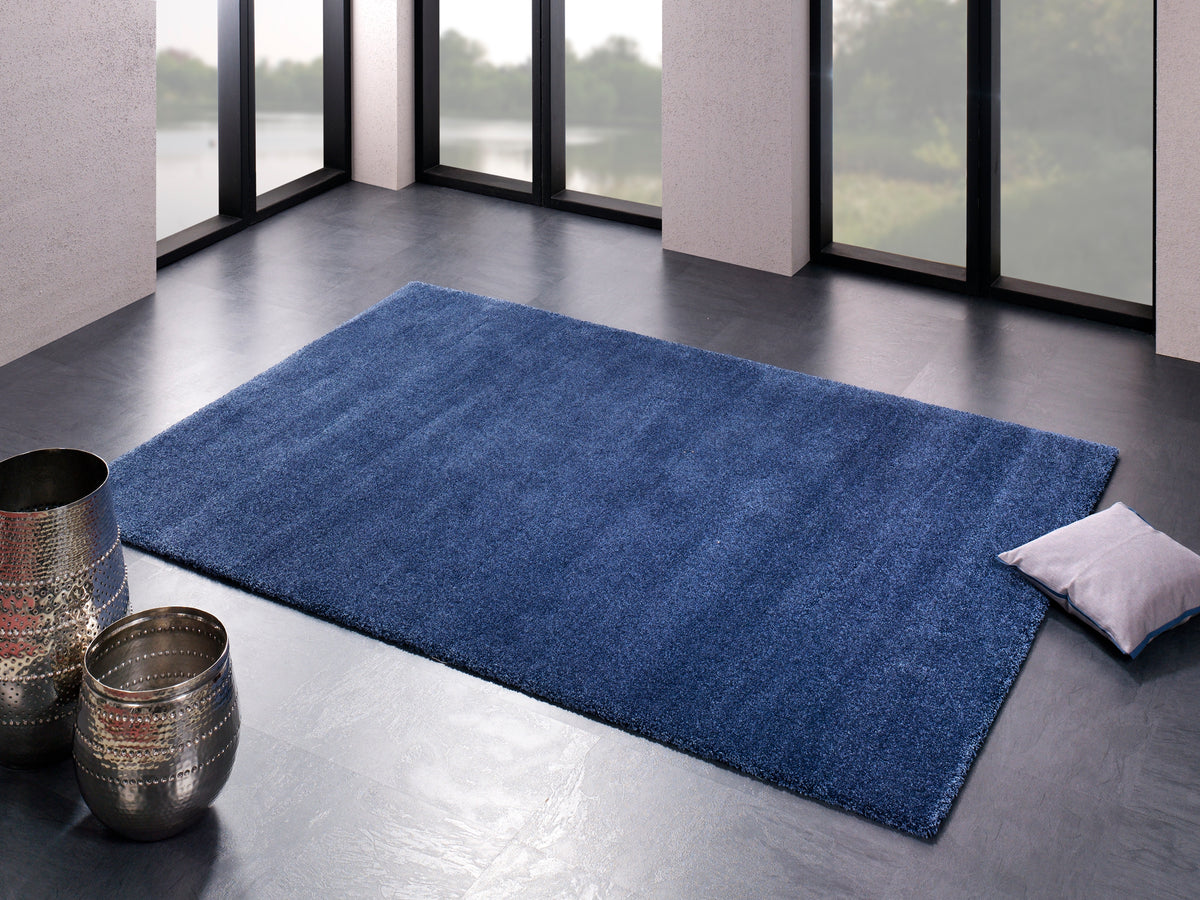 OCI Teppich BELLEVUE blau moderner Uni-Teppich