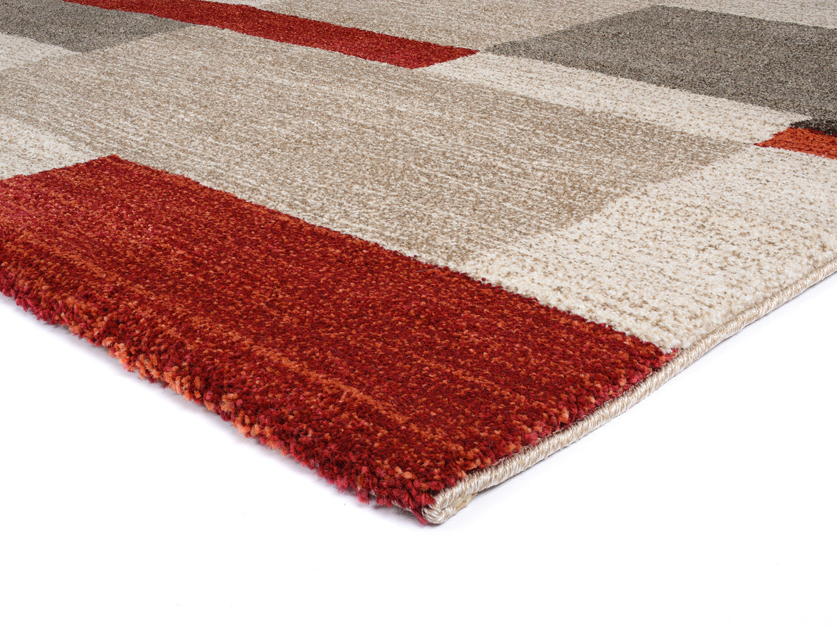 OCI Teppich CASTLE BEPPO beige-braun-rot moderner Designer Teppich Öko-Tex