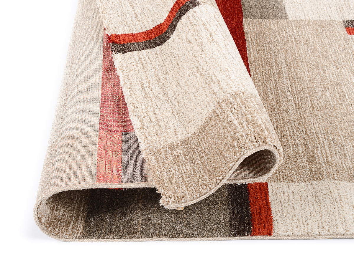 OCI Teppich CASTLE BEPPO beige-braun-rot moderner Designer Teppich Öko-Tex
