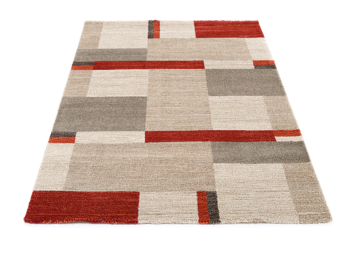 OCI Teppich CASTLE BEPPO beige-braun-rot moderner Designer Teppich Öko-Tex