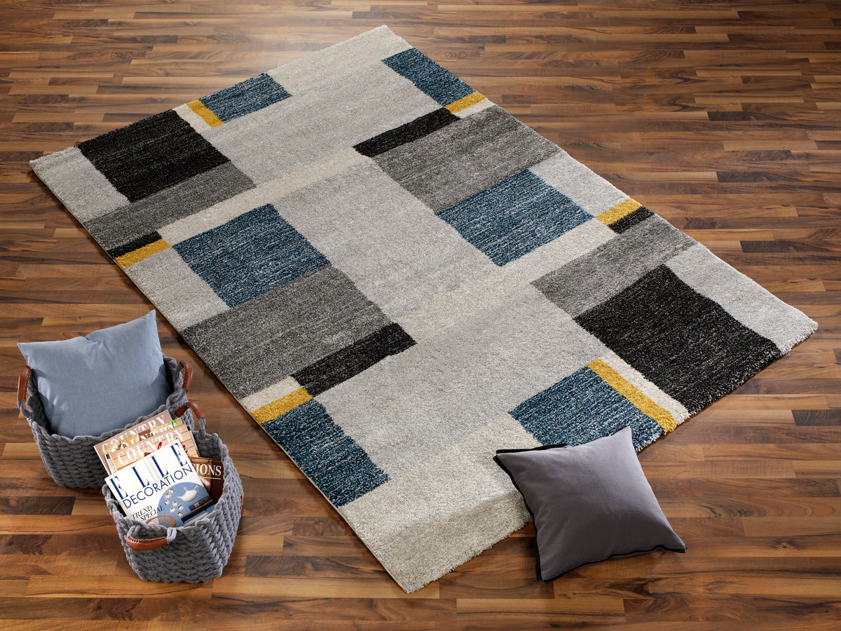 OCI Teppich CASTLE BEPPO grau-mix-blau moderner Designer Teppich Öko-Tex