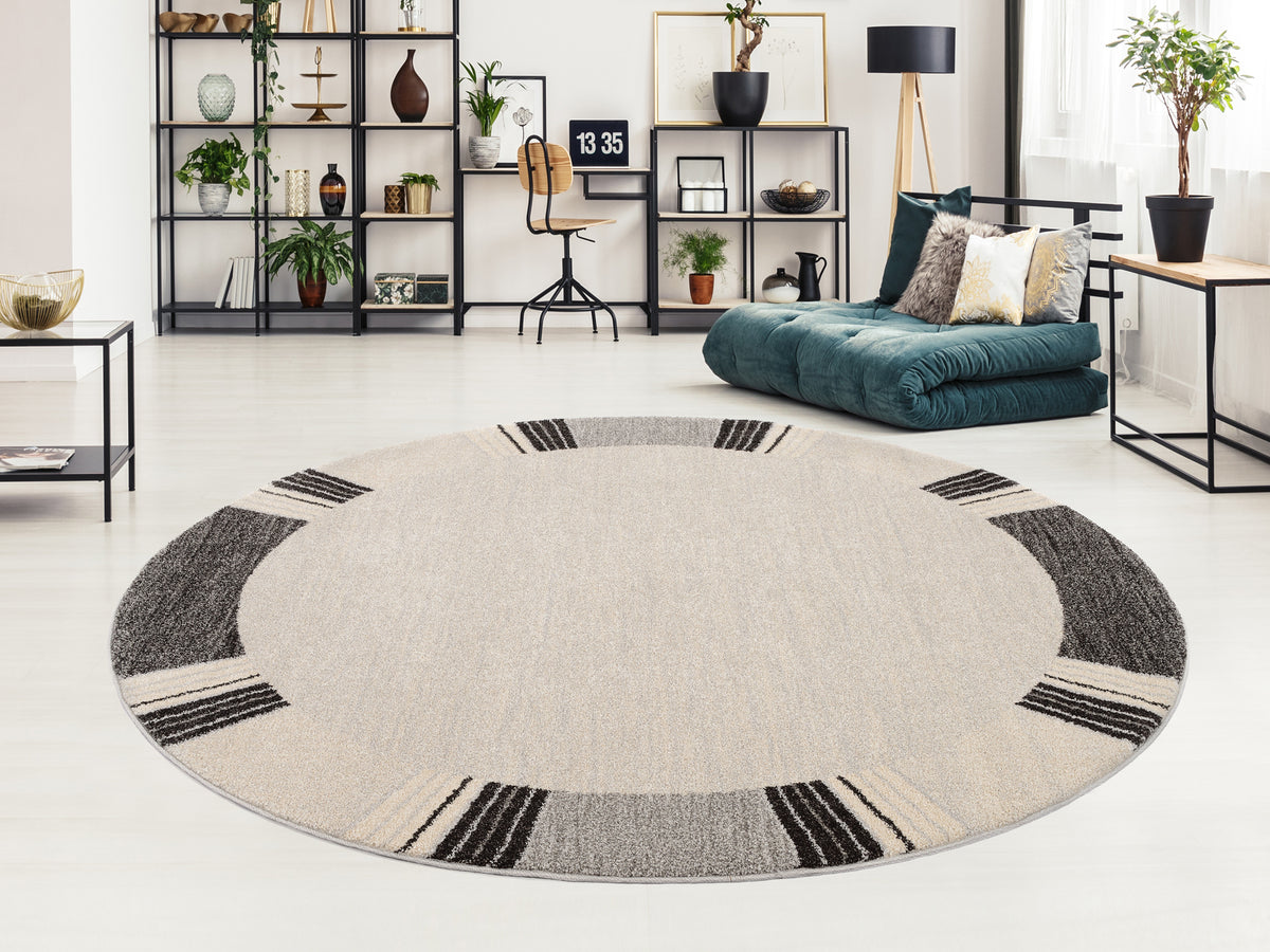 OCI Teppich CASTLE FLORA grau Rund moderner Designer Teppich Öko-Tex