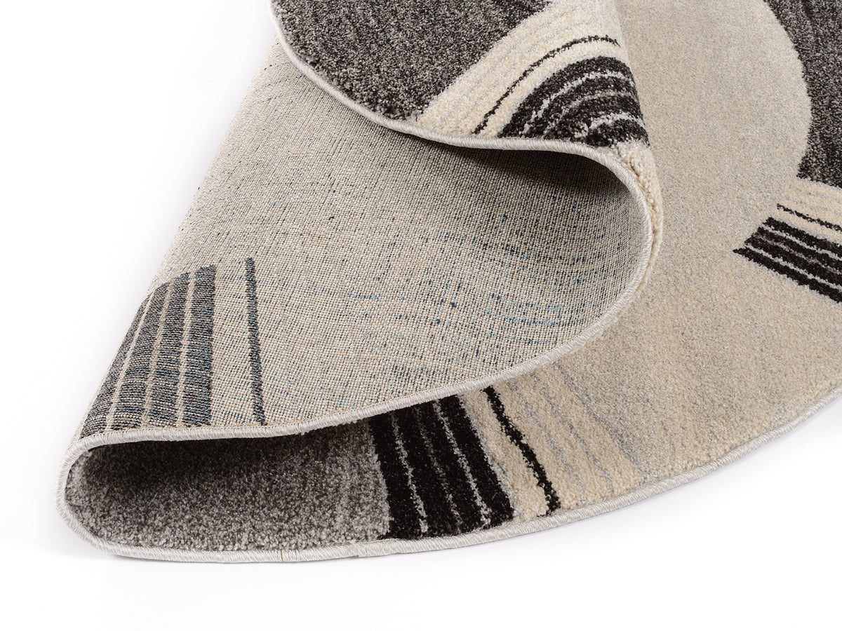 OCI Teppich CASTLE FLORA grau Rund moderner Designer Teppich Öko-Tex