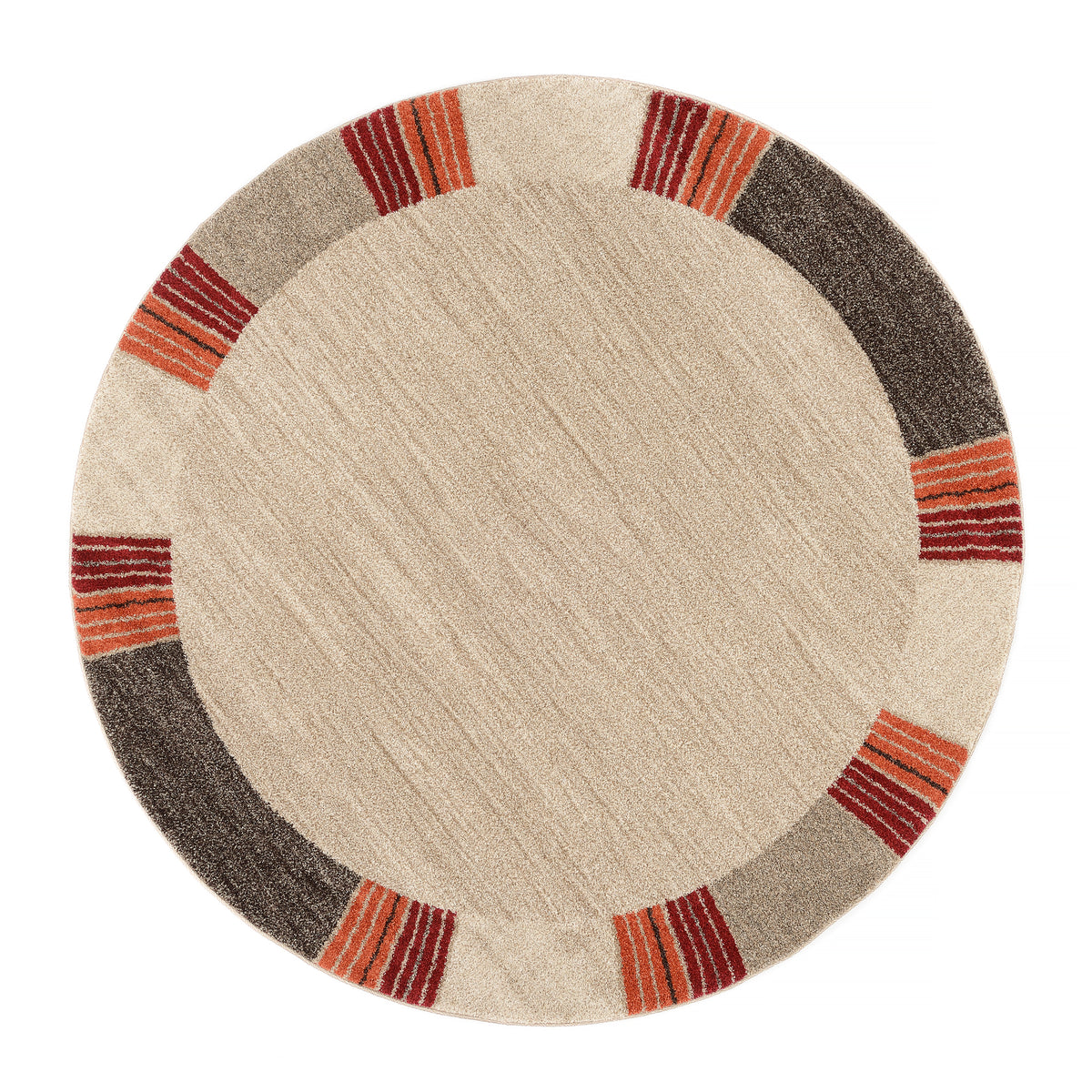 OCI Teppich CASTLE FLORA beige-dk.braun Rund moderner Designer Teppich Öko-Tex