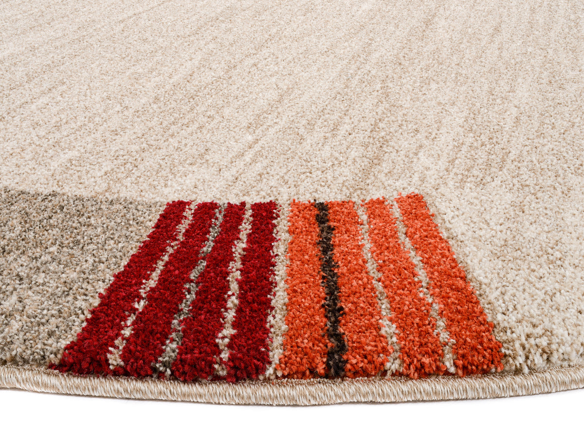 OCI Teppich CASTLE FLORA beige-dk.braun Rund moderner Designer Teppich Öko-Tex