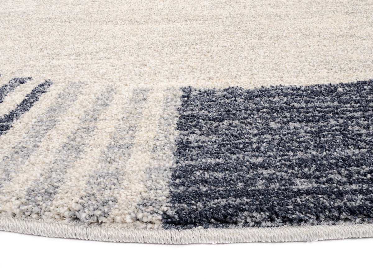 OCI Teppich CASTLE FLORA grau-blau Rund moderner Designer Teppich Öko-Tex