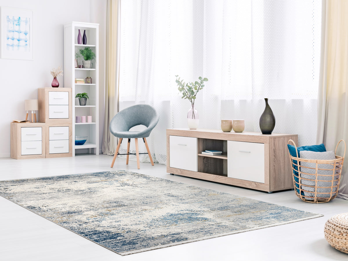 OCI Teppich ELEMENTS VITA grau-blau Vintage Designer Teppich