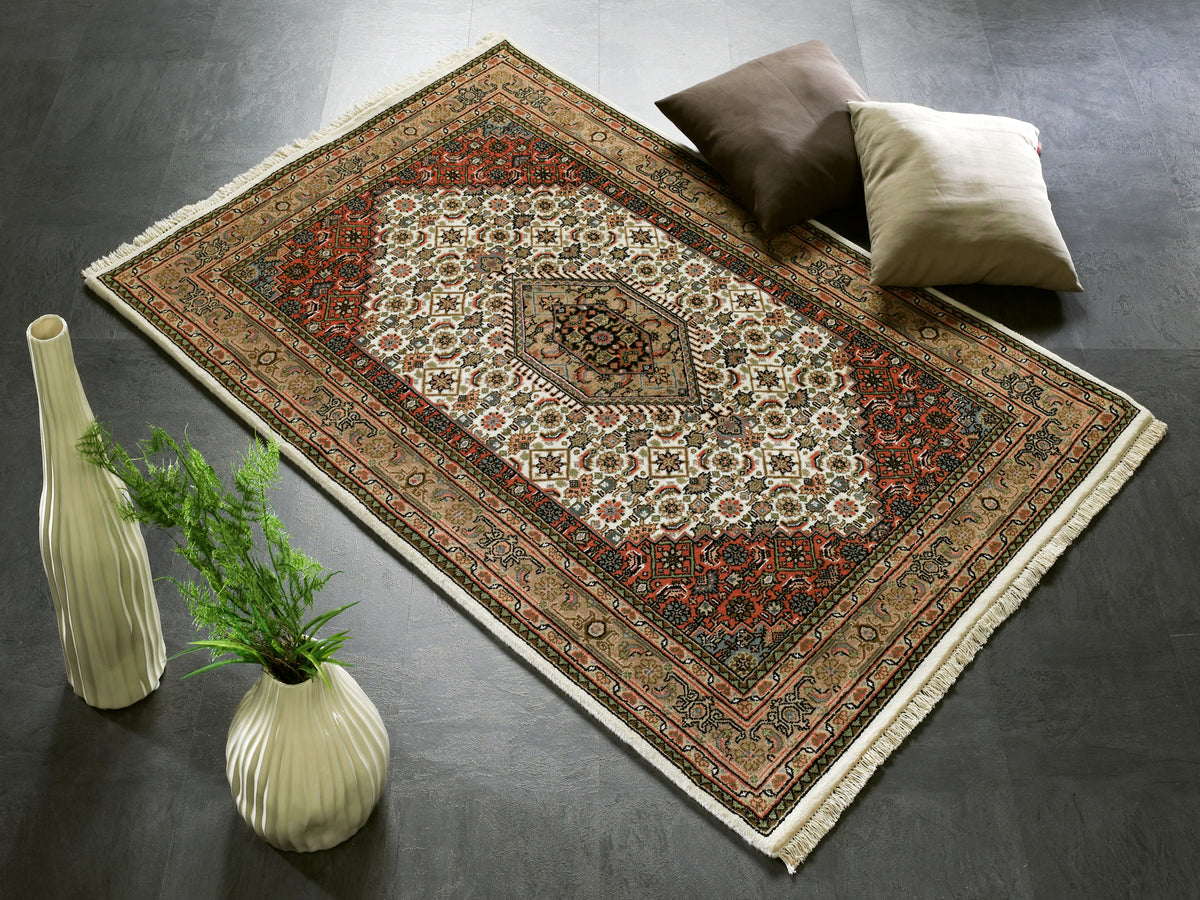 OCI Teppich HIMLA BIDJAR creme-beige echter klassischer Orient-Teppich handgeknüpft