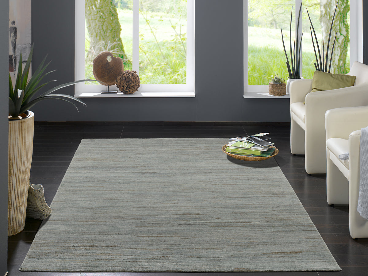 OCI Teppich HIMALI UNI silber-grau echter original handgeknüpfter Nepal-Teppich