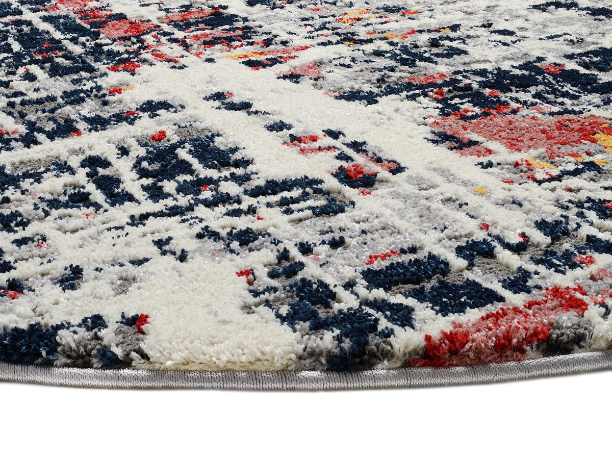 OCI Teppich HIGH AND LOW SIX multicolor Rund weicher Shaggy Hochlor Langflor Teppich