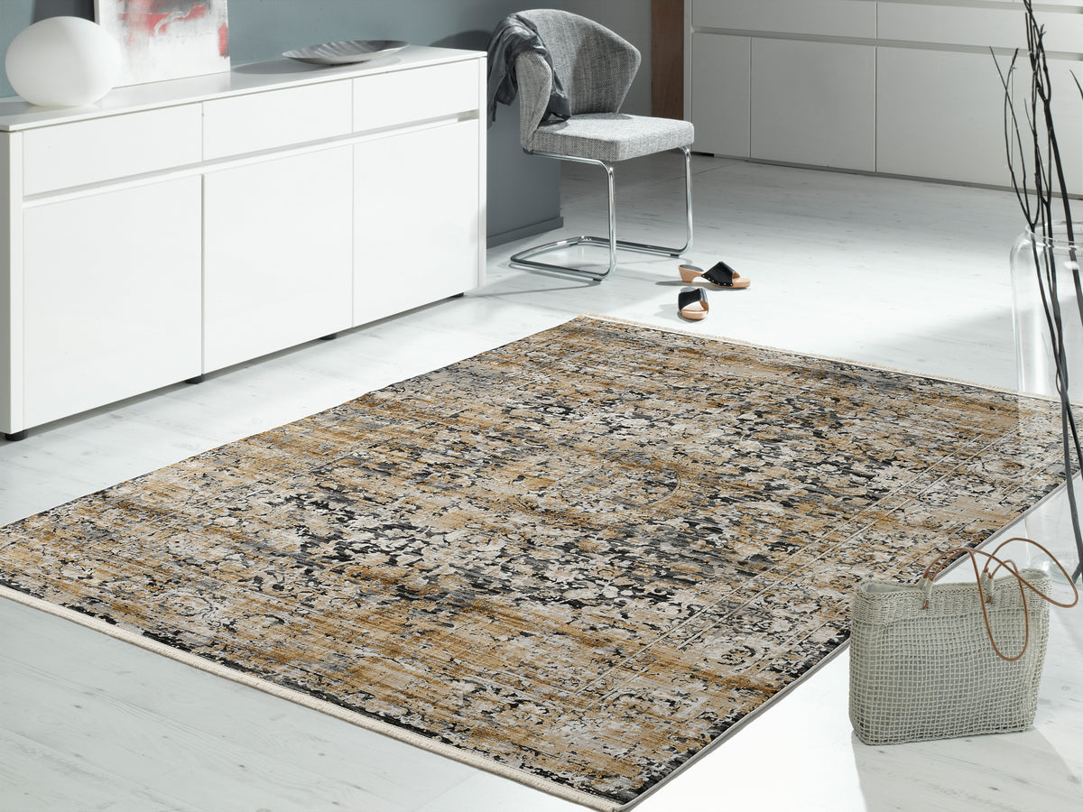 OCI Teppich IMPRESSION SODA grau-gold Vintage Designer Teppich