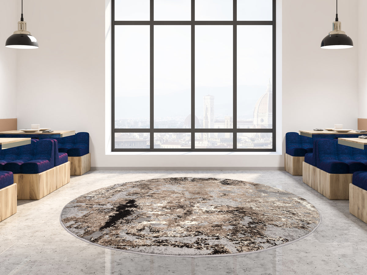 OCI Teppich JUWEL LIRAY aubergine-beige Rund weicher Shaggy Hochlor Langflor Teppich