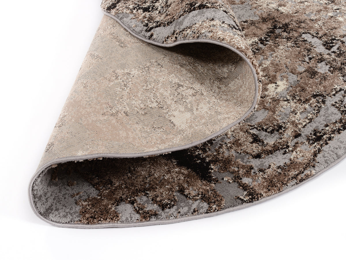 OCI Teppich JUWEL LIRAY braun-beige Rund weicher Shaggy Hochlor Langflor Teppich