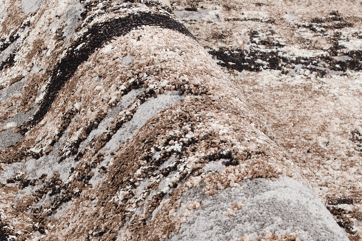 OCI Teppich JUWEL LIRAY aubergine-beige Rund weicher Shaggy Hochlor Langflor Teppich